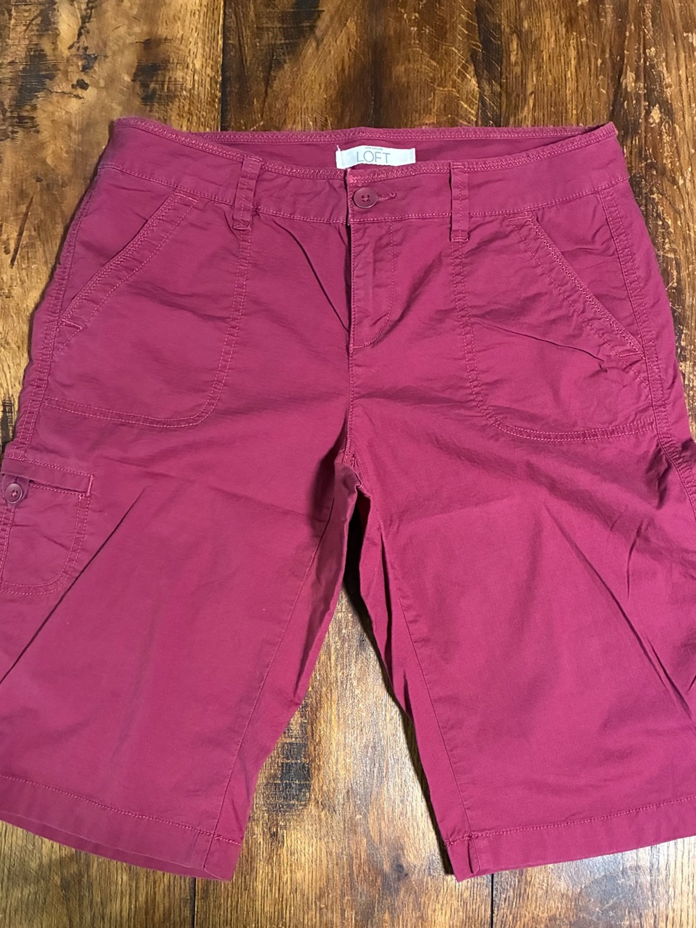 Ann Taylor Raspberry Cargo Bermuda Shorts